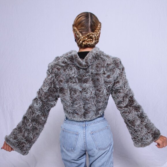 Exclusive Fur Knit Cropped Jacket - Picture 3 of 9